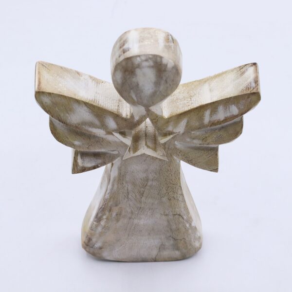 Anjel z mangového dreva - biely, 18 cm – Obrázok 3