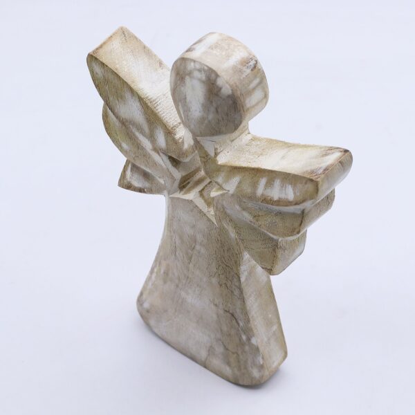 Anjel z mangového dreva - biely, 18 cm – Obrázok 2