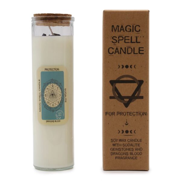 Magická sviečka „Ochrana“ so sodalitom, vôňa dračia krv – Obrázok 3