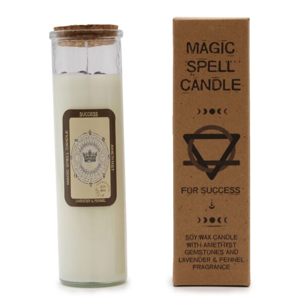 Magická sviečka „Úspech“ s ametystom, vôňa levanduľa a fenikel – Obrázok 3