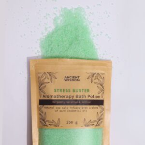 Aromatická kúpeľová morská soľ Proti stresu – Bergamot & Geranium & Vetiver, 350 g
