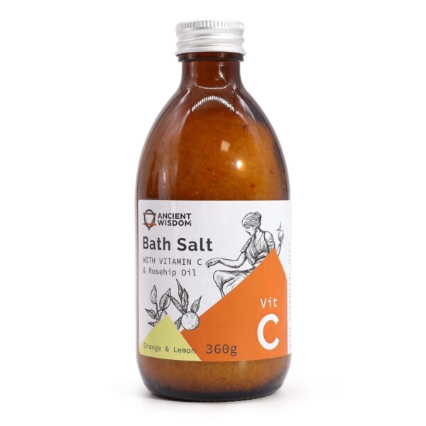 Kúpeľová soľ s vitamínom C a šípkovým olejom, 360 g