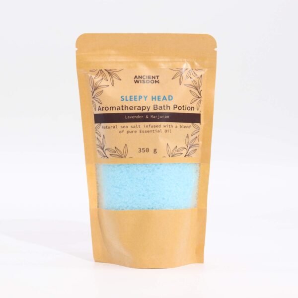 Aromatická kúpeľová morská soľ Ospalosť – Levanduľa & Majorán, 350 g – Obrázok 2