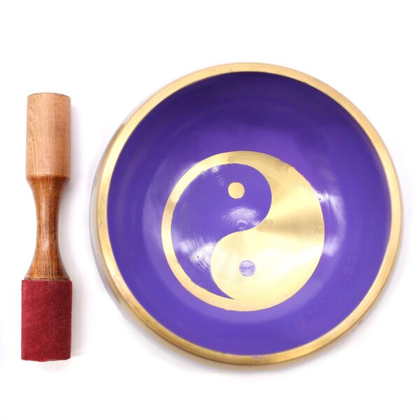 Tibetská miska Jin-jang – bielo-fialová, 14 cm