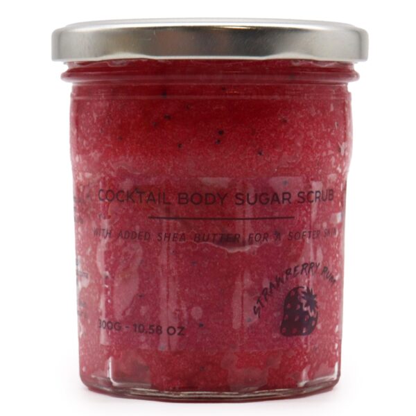 Voňavý cukrový telový peeling – Jahody s rumom 300 g