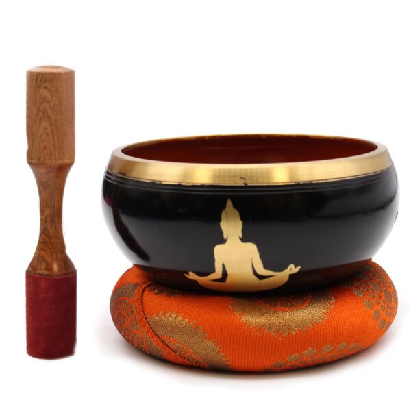Tibetská miska Budha – čierno-oranžová, 14 cm – Obrázok 6