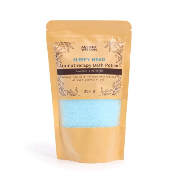 Aromatická kúpeľová morská soľ Ospalosť – Levanduľa & Majorán, 350 g – Obrázok 3