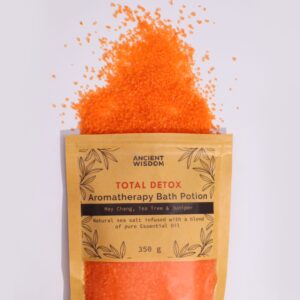 Aromatická kúpeľová morská soľ na detox – May Chang & Čajovník & Borievka 350g