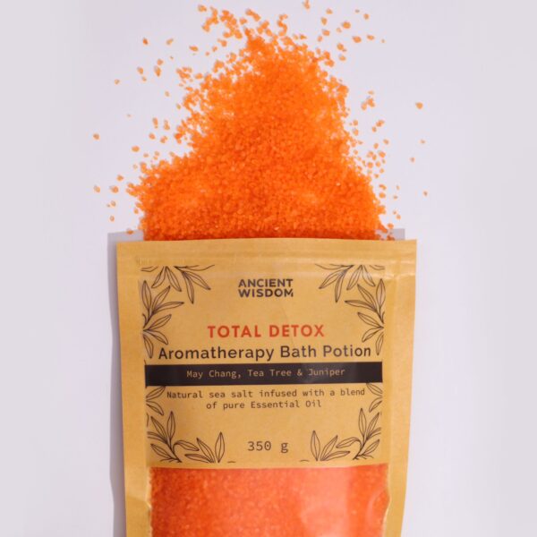 Aromatická kúpeľová morská soľ na detox – May Chang & Čajovník & Borievka 350g