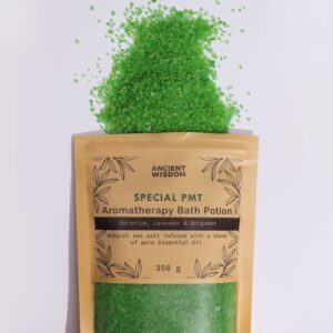Aromatická kúpeľová morská soľ na PMT - Geránium & Levanduľa & Bergamot 350 g