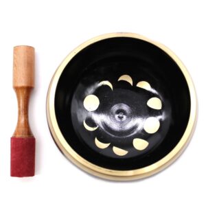 Tibetská miska Fázy mesiaca – čierna, 14 cm